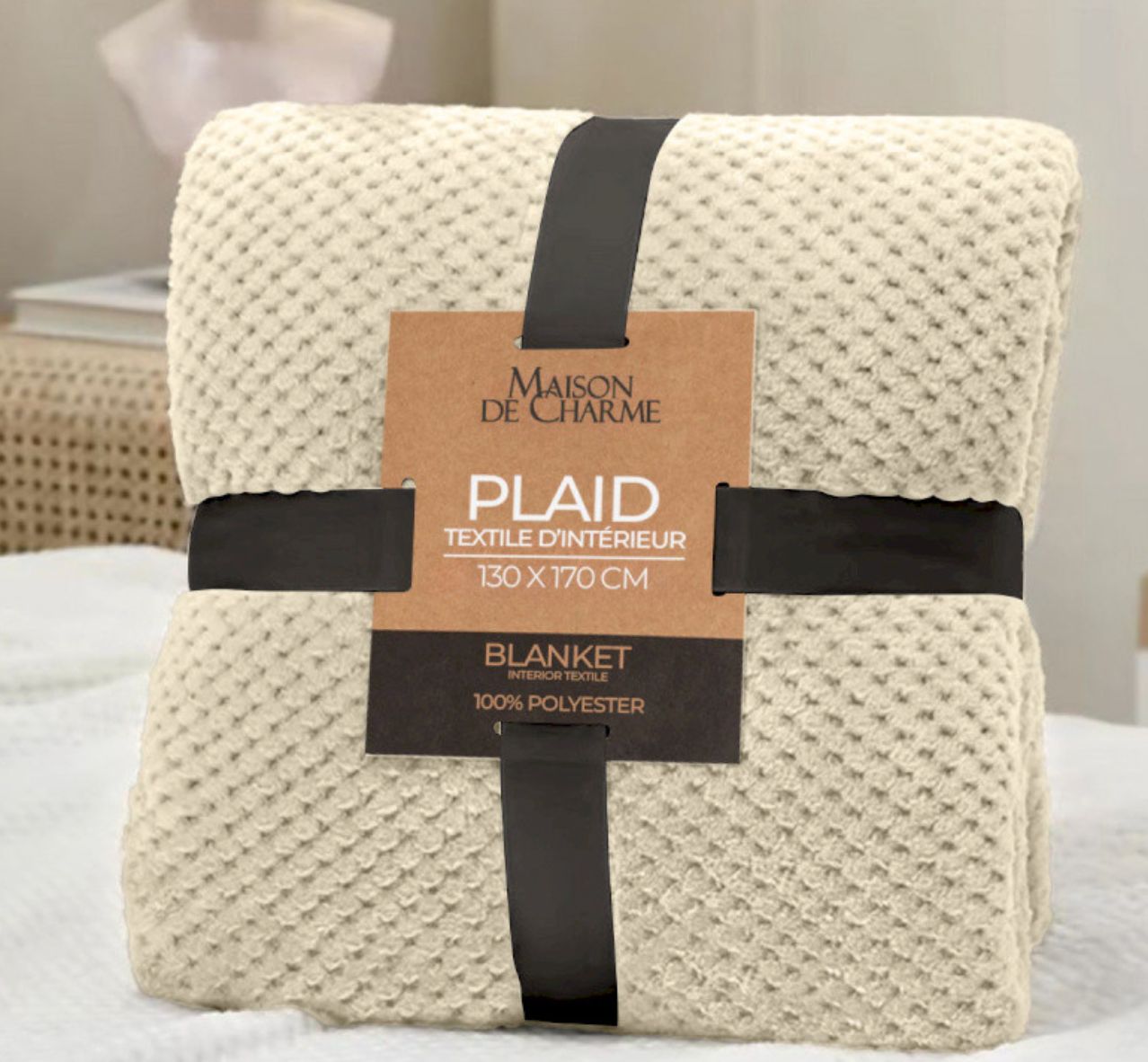 MELODIE plaid 130x170 écru