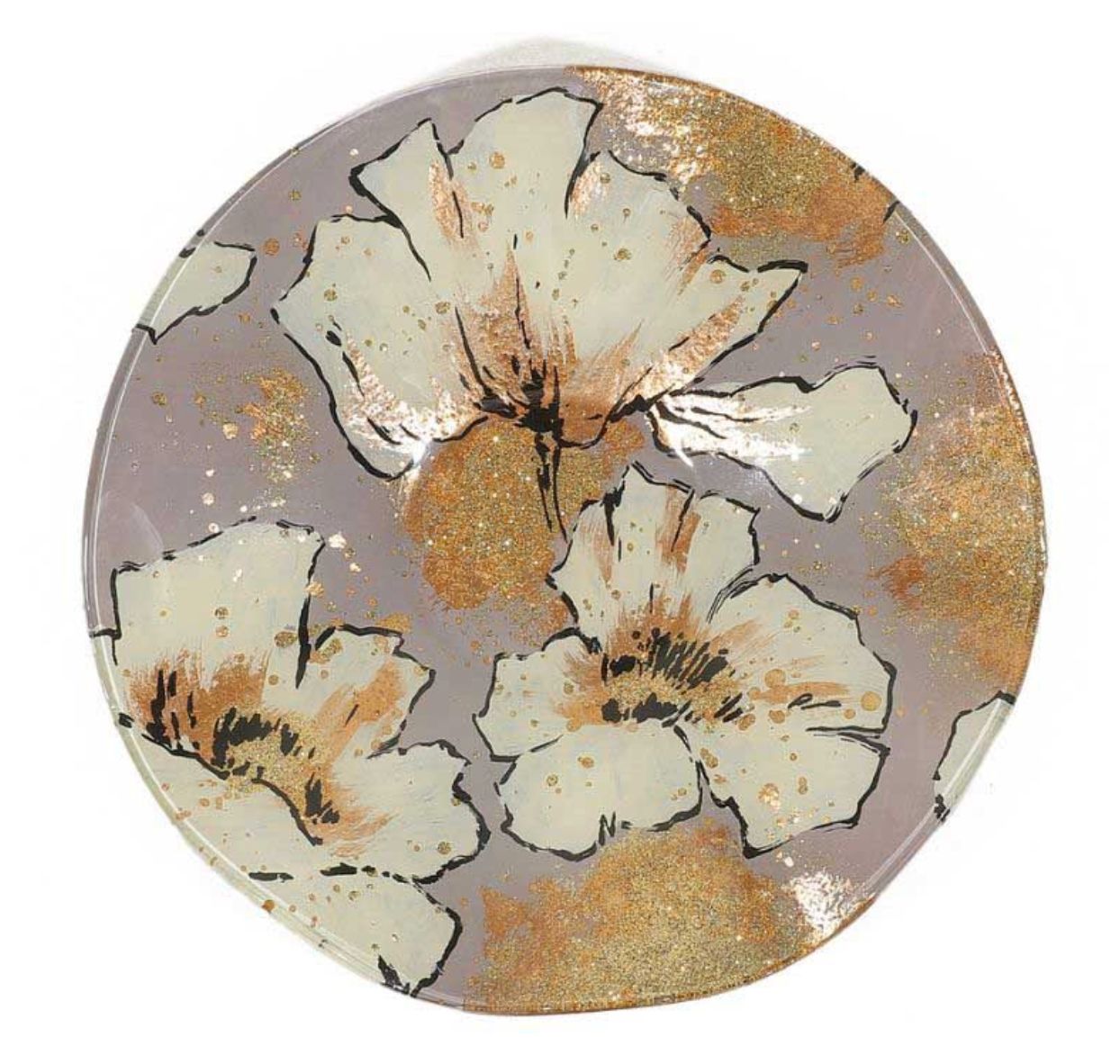 FLEURS DOREES plat rond FLEURS DOREES plat rond