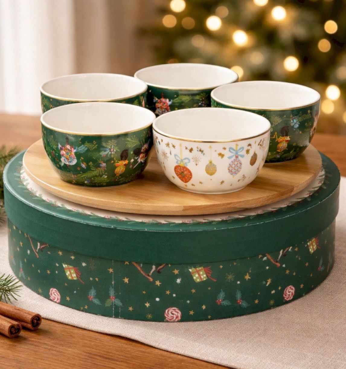 JOYEUX NOEL plat apéritif tournant 5 ramequins