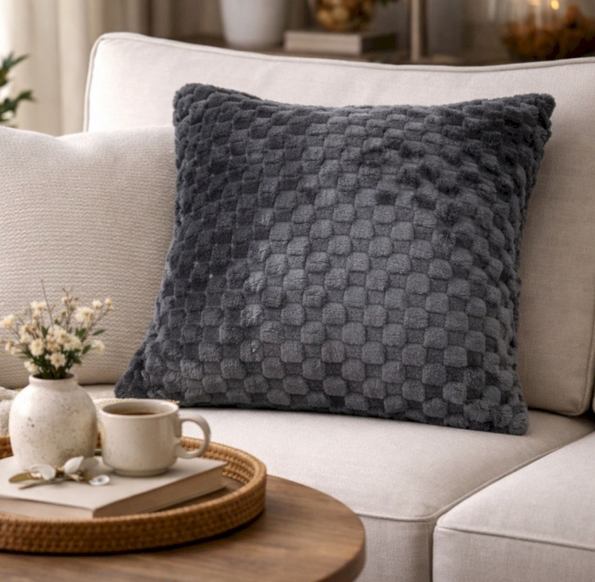 HELENA coussin 45x45 gris foncé