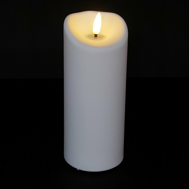 063085 - CANDELA A LED IN PLASTICA EFFETTO CERA CON FIAMMA 3D