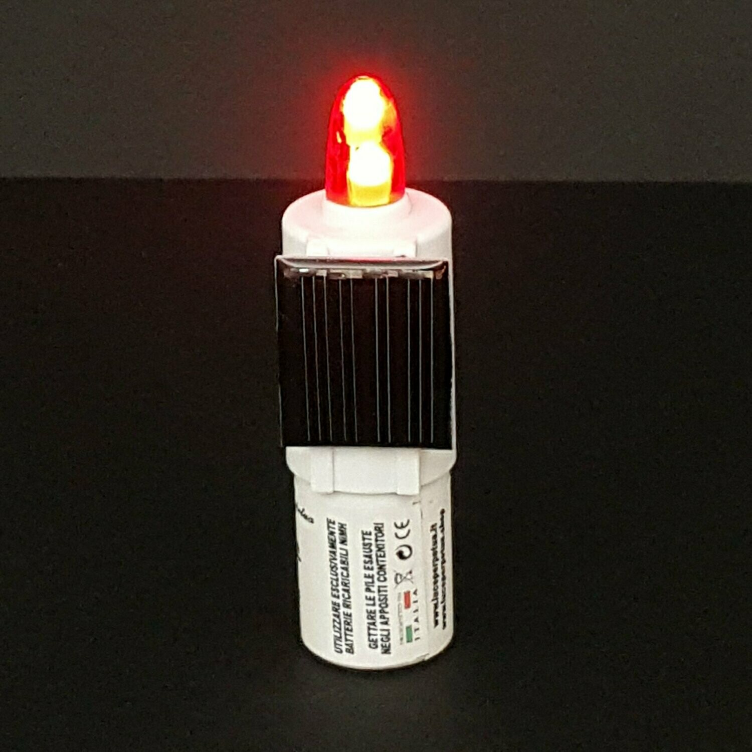 Lumino PSRI  MICRO LUMINO FOTOVOLTAICO CON PANNELLO INCORPORATO LUCE ROSSA INTEMITTENTE ADATTO A LOCULI E OSSARI
