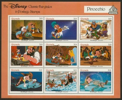 Grenada 1543 Imperf selvedge MNH Disney, Pinocchio