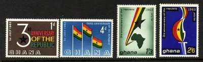 Ghana 143-6 MNH Flags, Map, 3rd Anniversary of Independence