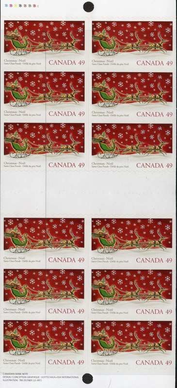 Canada 2069b Booklet MNH Christmas, Sleigh, Santa, Reindeer
