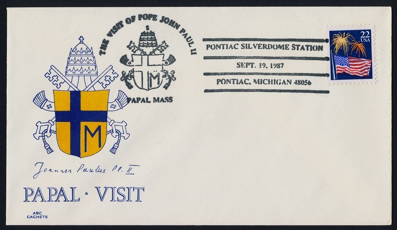 USA 2276 on cover - Pope John Paul II visit to America Cachet, Pontiac MI Cancel