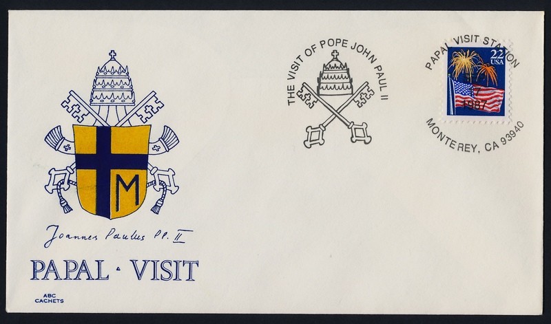 USA 2276 on cover - Pope John Paul II visit to America Cachet, Monterey Cancel