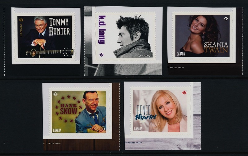 Canada 2766-70 MNH Country Music Artists, Shania Twain, Hank Snow