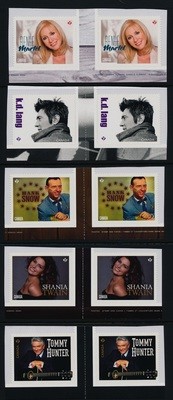Canada 2766-70 Gutter Pairs MNH Country Music Artists, Shania Twain, Hank Snow