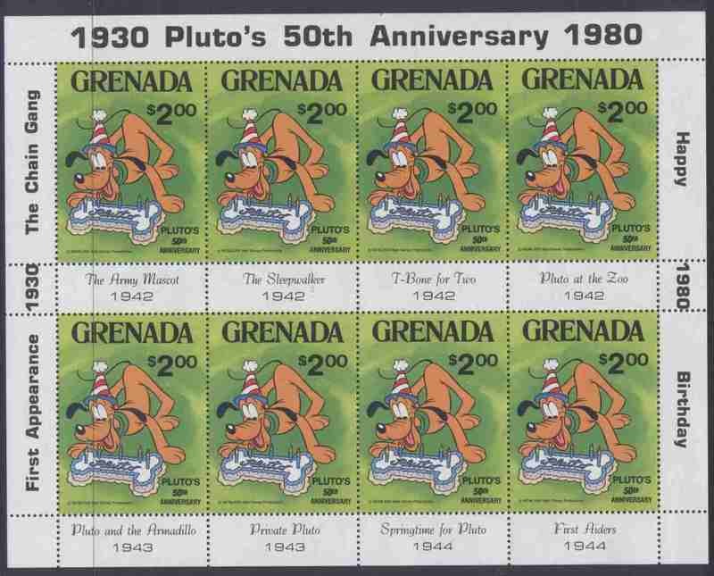Grenada 1031 Sheet MNH Disney, Pluto, Dog, Birthday
