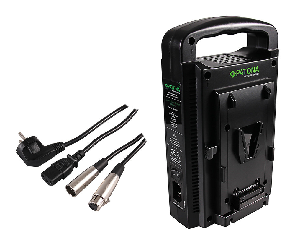 PATONA Dual V-Mount Ladegerät f. Sony BP-95W BP-GL65 BP-190WS mit 4-Pin XLR Kabel