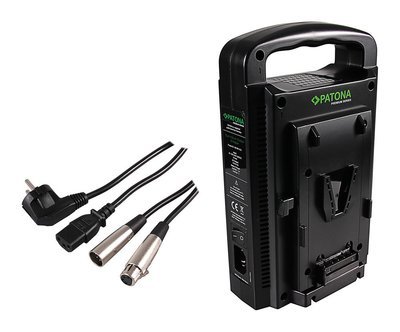 PATONA Dual V-Mount Ladegerät f. Sony BP-95W BP-GL65 BP-190WS mit 4-Pin XLR Kabel