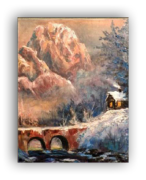 Авторская картина "Домик в горах"