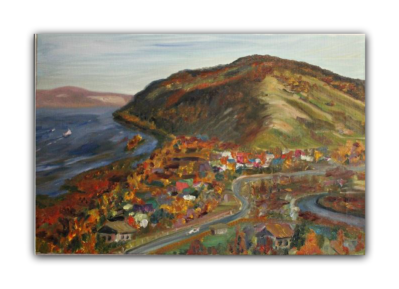 Авторская картина маслом "Осенний вечер на склоне холма"