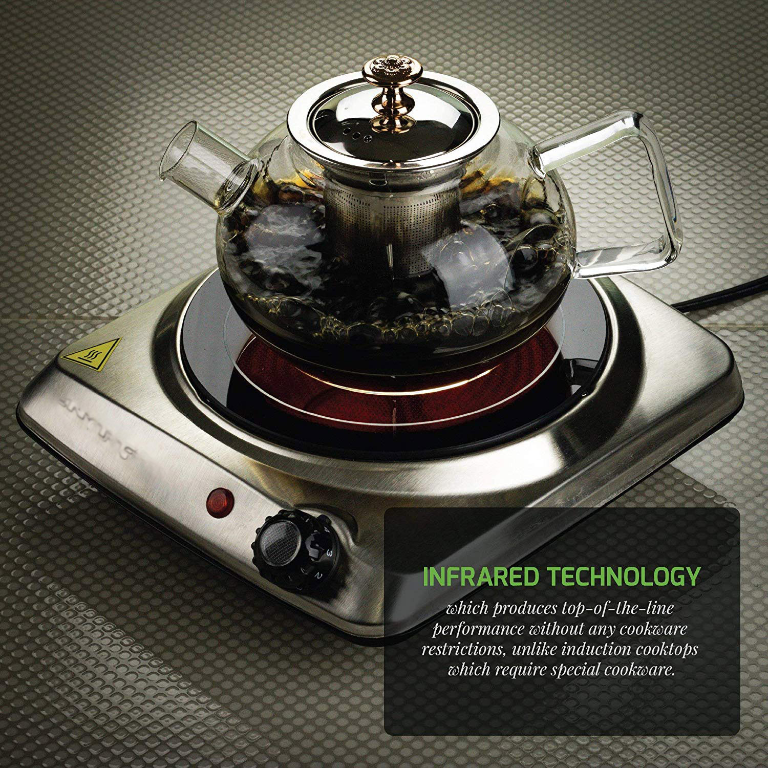 LEXICAL Hot Plate Single Burner 1200 W - Stainless Steel