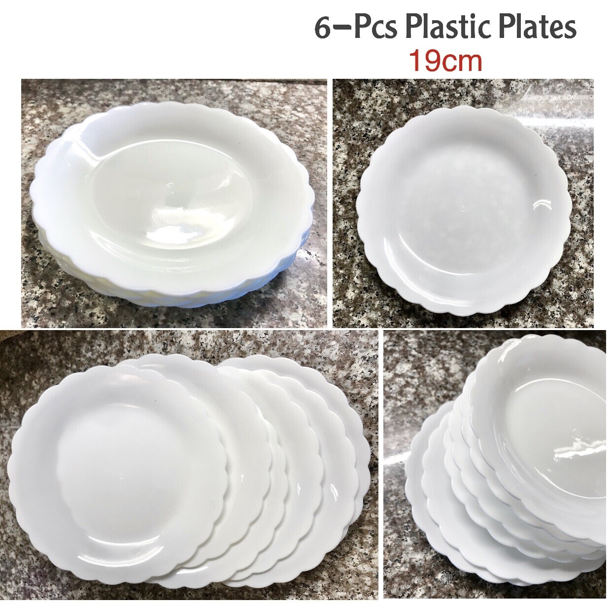 6-Pcs Plastic Plates (19cm)