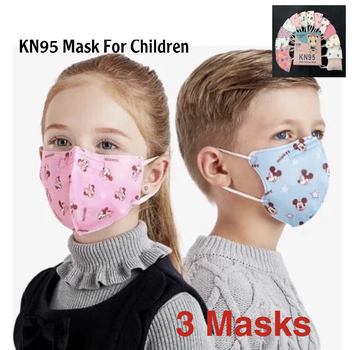 3-Pcs KN95 Children Mask (no filter)