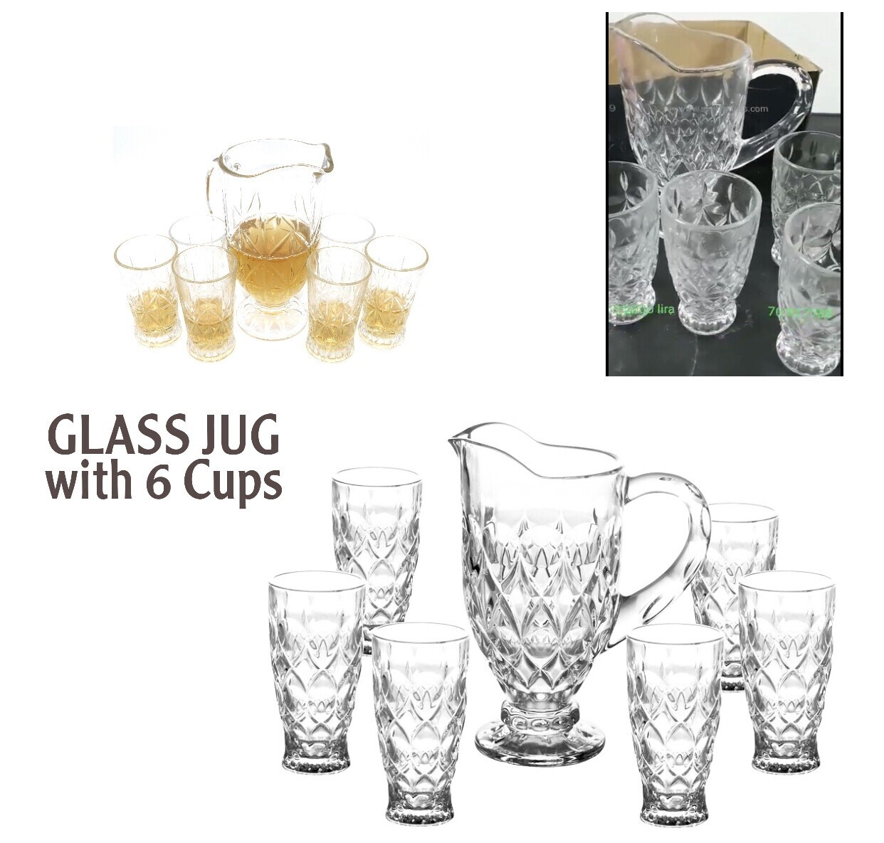 Glass Jug w/6 Cups