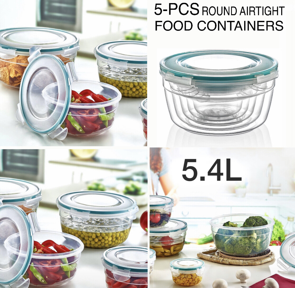 5Pcs Round Containers