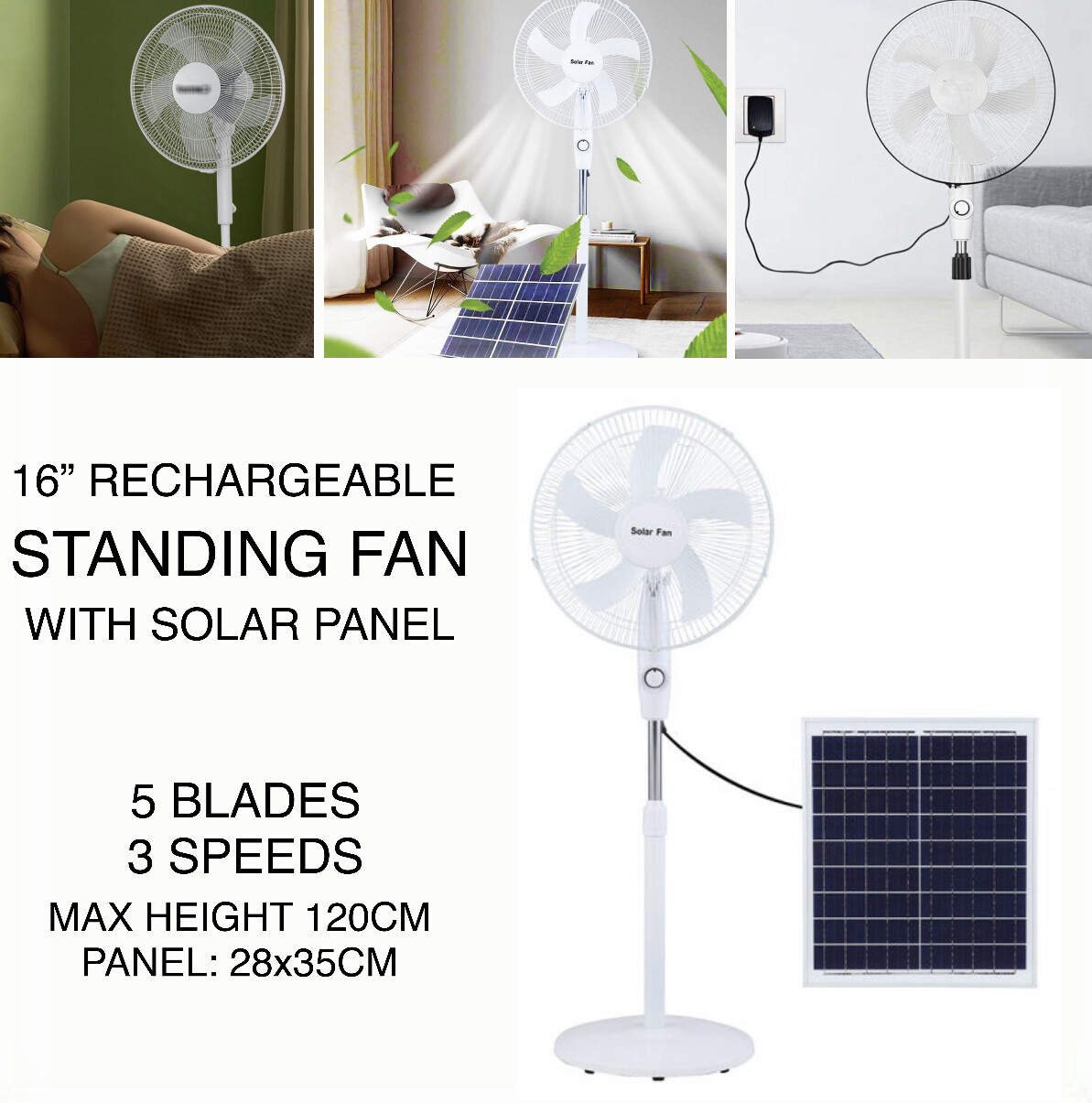 16” Solar Standing Fan
