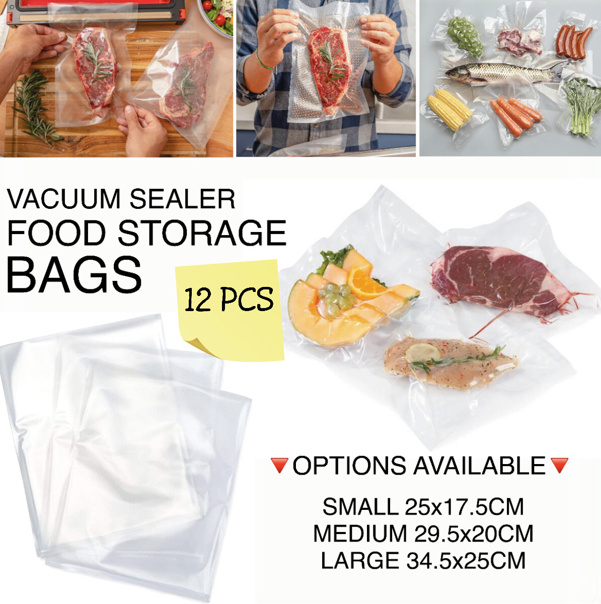 12-Pc Vacuum Seal Bags