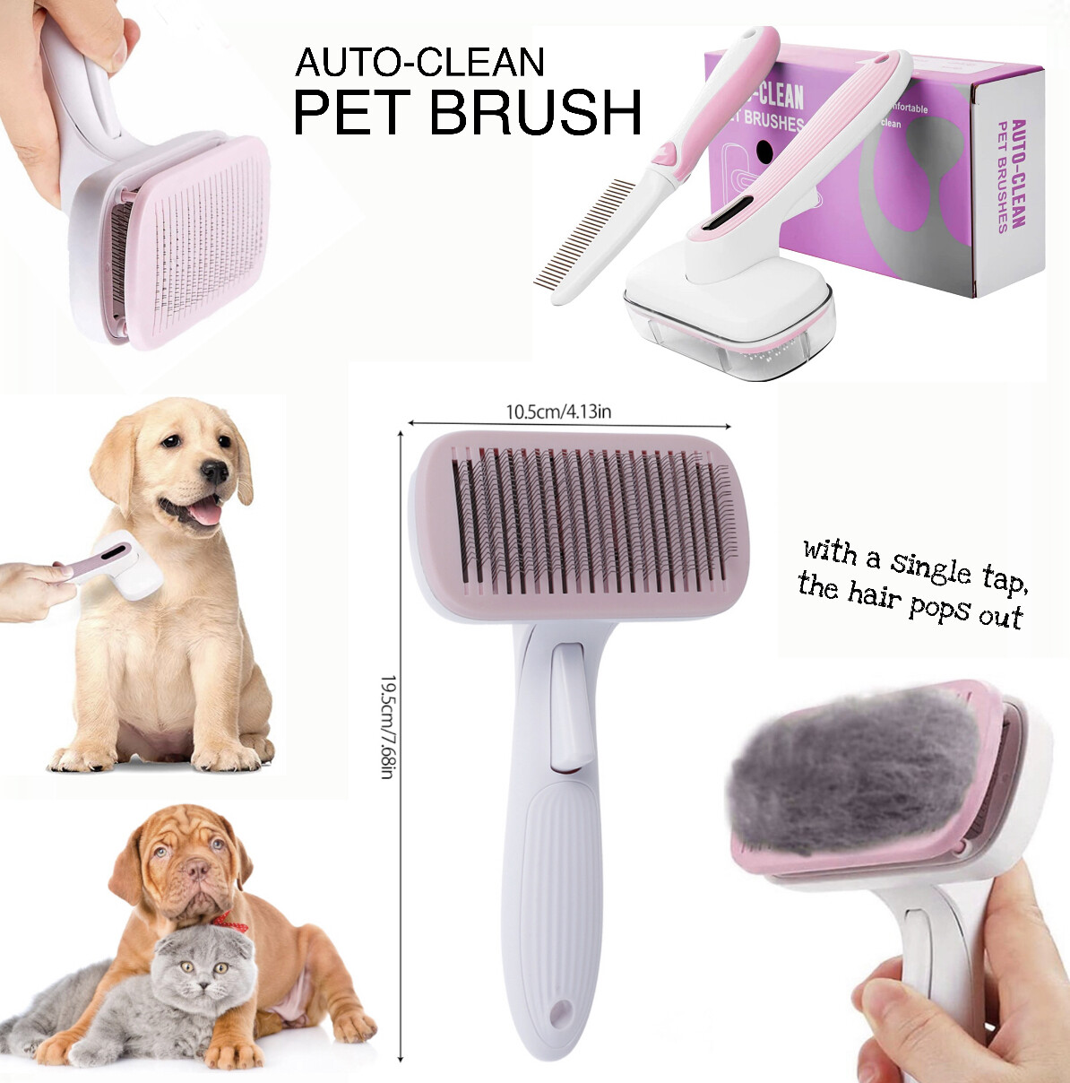 Auto-Clean Pet Brush