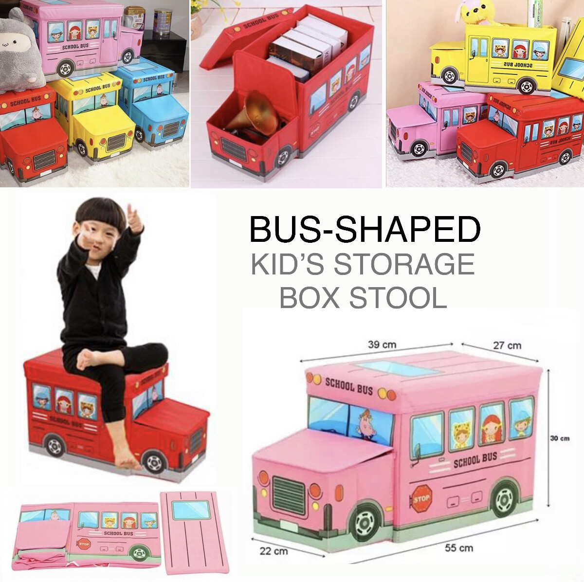 Bus-Shaped Storage Box ( PINK )