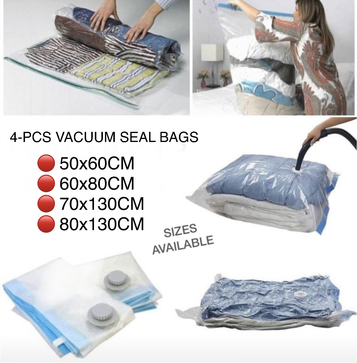 4-Pcs Vacuum Bags