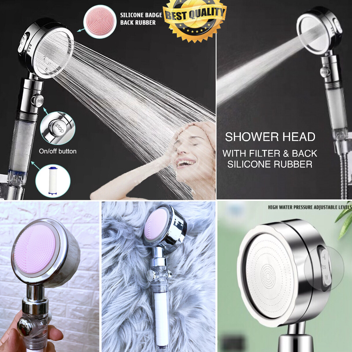 Silicone Back Shower Head