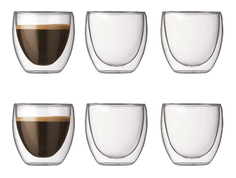 Double Wall Glass Cup 80ml X6