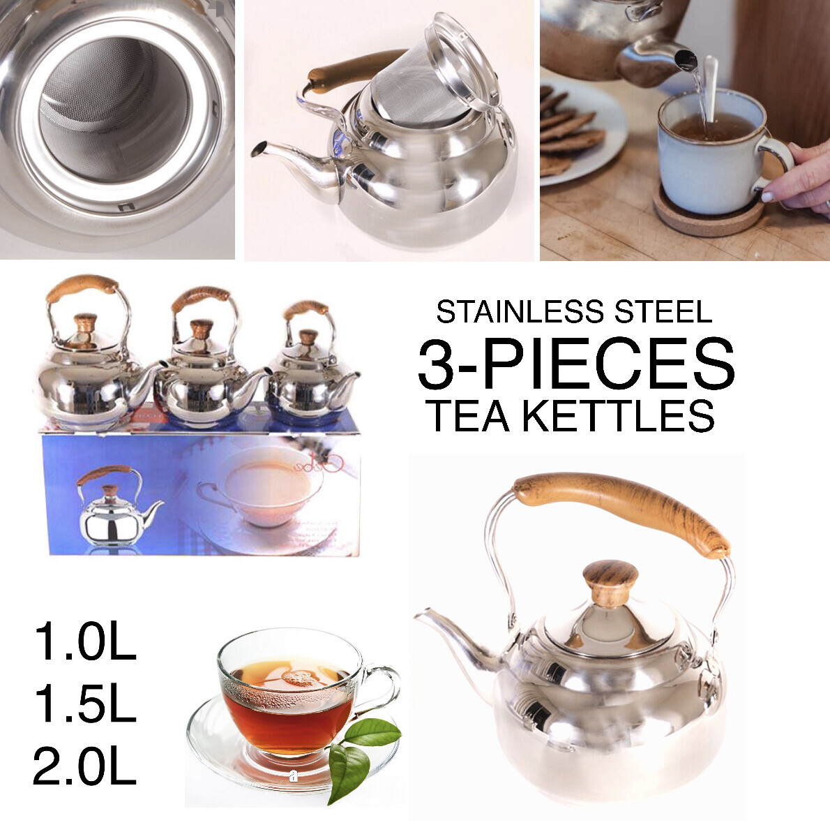 ​3-Pcs Tea Kettles