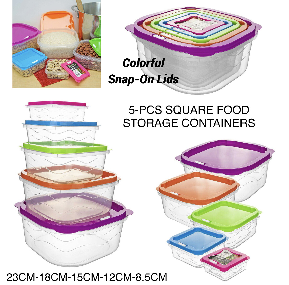 5-Pcs Colorful Containers