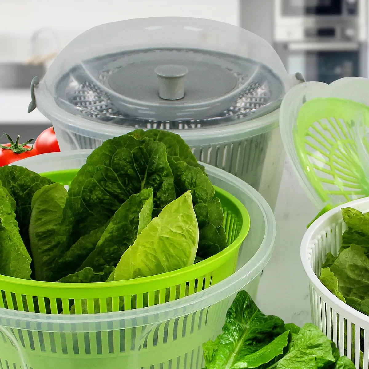 PTNITWO 5L Salad Spinner Large, Lettuce Spinner Dryer With Comfortable  Handle, Safe Locking Lid and Non-slip Base, BPA Free, Vegetable Washer with