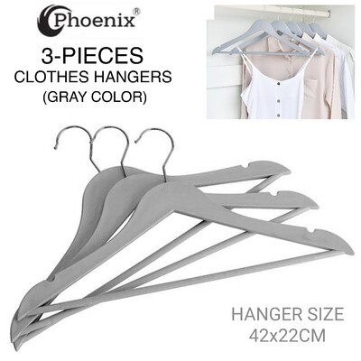 3-Pcs Clothes Hangers (Gray)