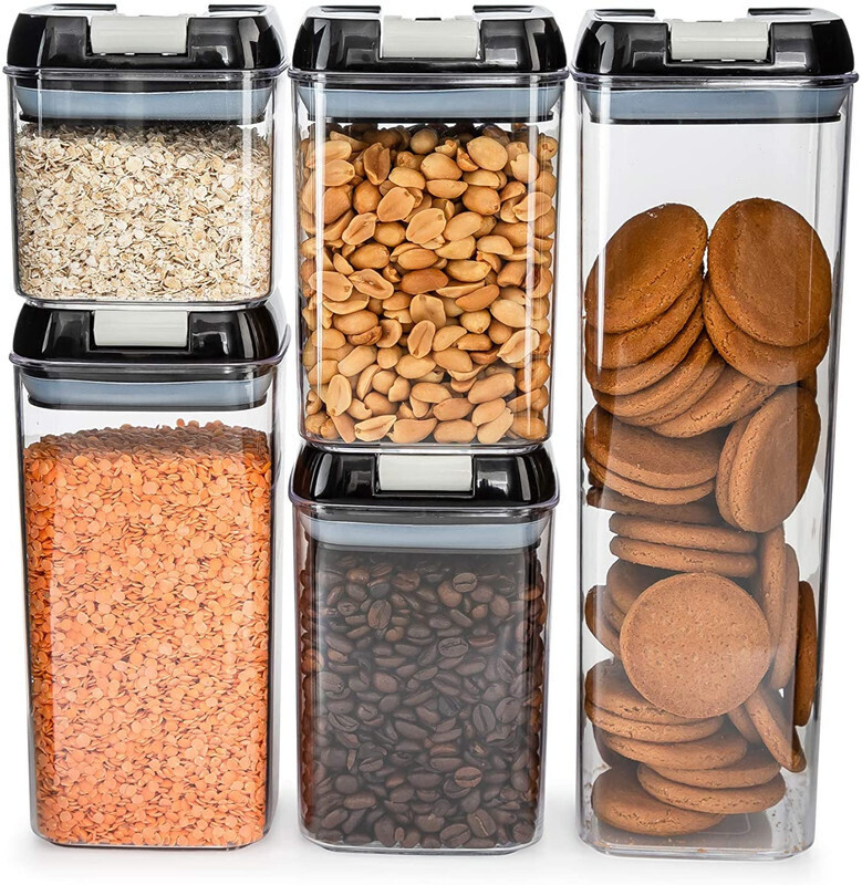5 recipientes para alimentos.