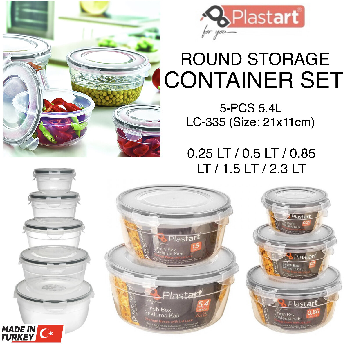 5-Pcs Round Containers (LC-335)