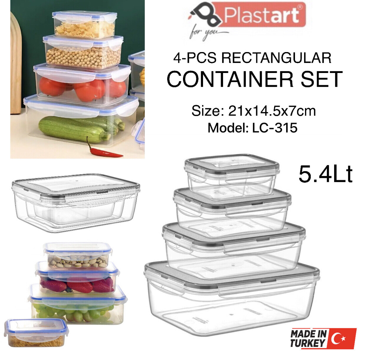 4-Pcs Rectangle Containers (LC-315)