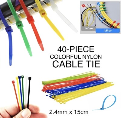 40Pc Cable Tie -Colorful