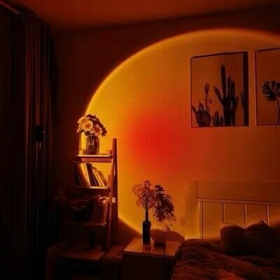 Rainbow Sunset Projector Lamp Atmosphere Led Night Light Home Coffe Shop Background Wall Home Decoration Color Lamp