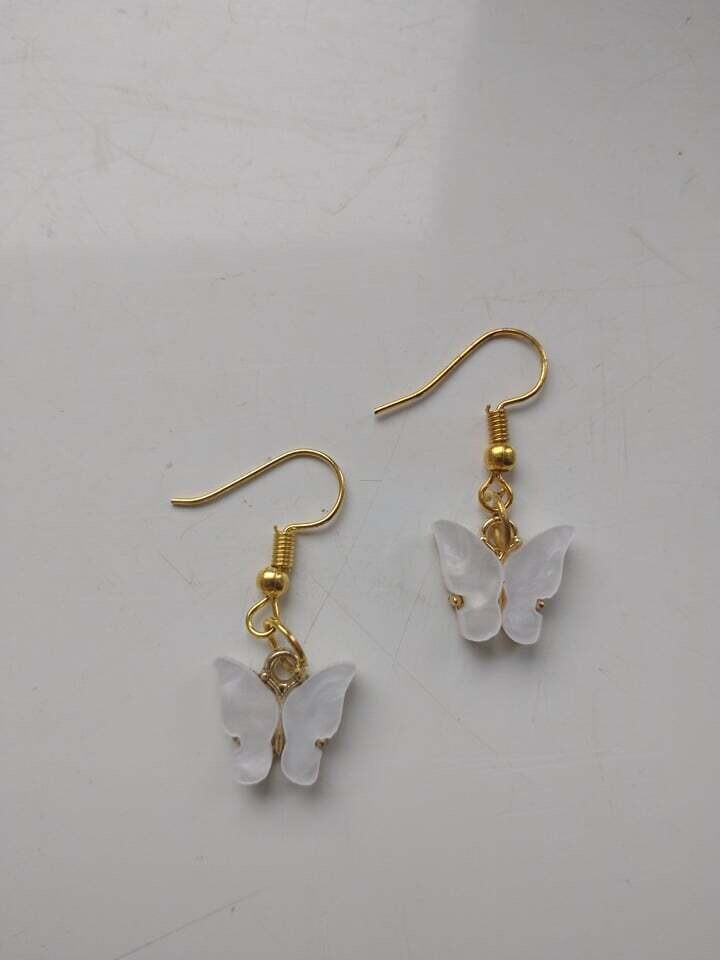 white butterfly earrings