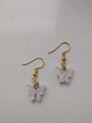 white butterfly earrings