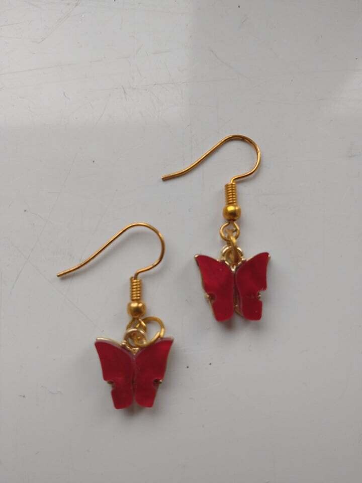 red butterfly earrings