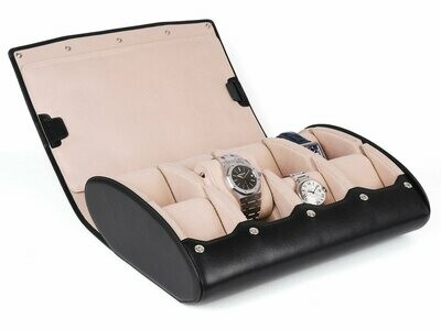 LEATHER WATCH STORAGE CASE FOR 8 WATCHES IN BLACK