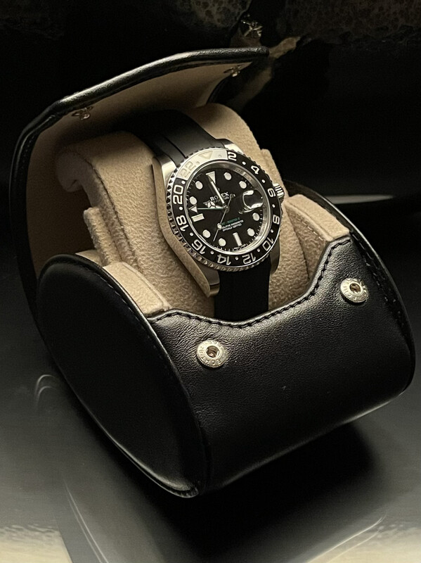 LEATHER WATCH STORAGE CASE FOR 1 WATCH IN BLACK