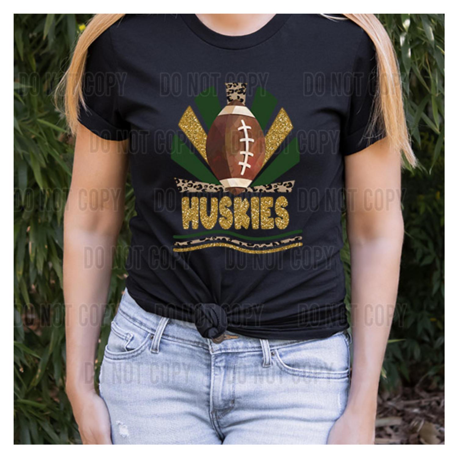 Husky Football Faux Glitter Design