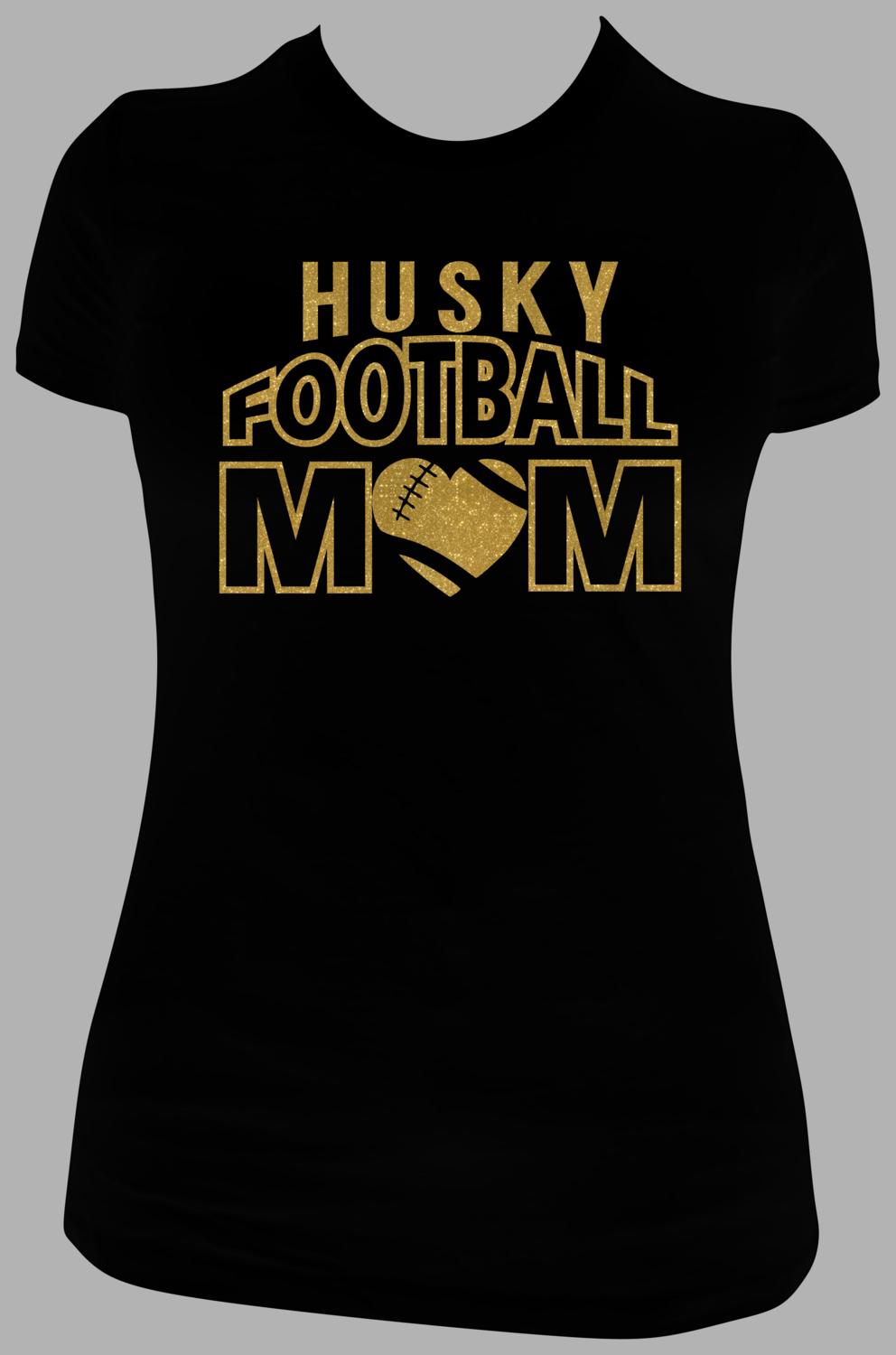 Husky Football Mom Glitter Heart