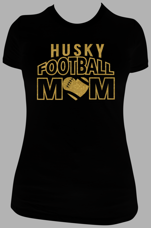Husky Football Mom Glitter Heart