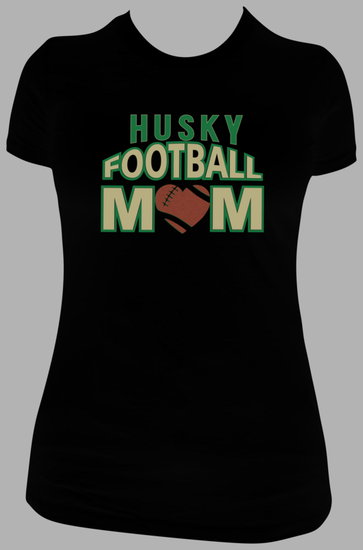 Husky Football Mom Glitter Heart