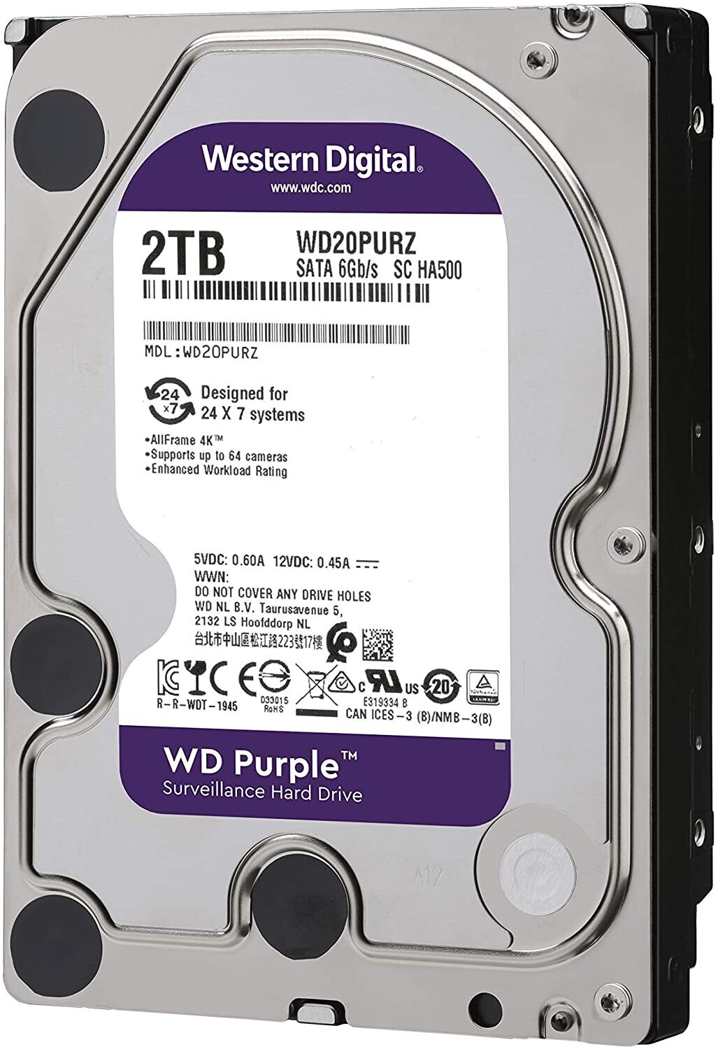 WD HD3.5" SATA3 2TB WD20PURZ / Surveillance~~~