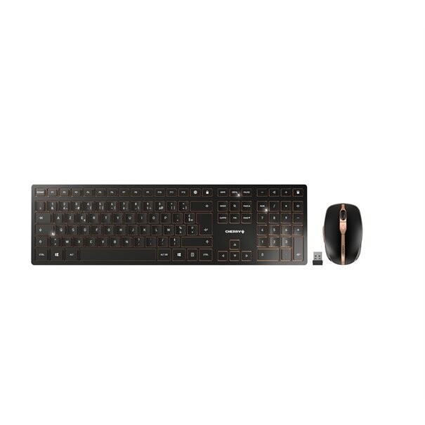 Cherry Desktop DW 9100 SLIM [FR] WL AES black BT Lithium Akku - wochenlange Nutzung ohne Aufladung